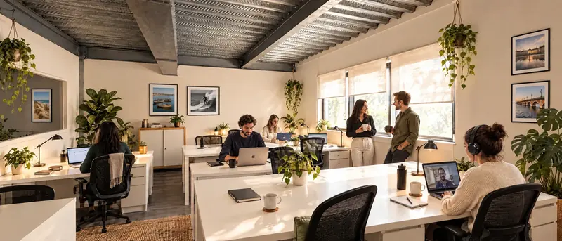 Postes de travail dans l'open space du premier étage